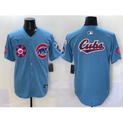 Men Chicago Cubs Team Big Logo Blue 2025 Tokyo Series 2nd Alternate Limited Stitched Baseball Jersey