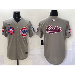 Men Chicago Cubs Team Big Logo Gray 2025 Tokyo Series Limited Stitched Baseball Jersey