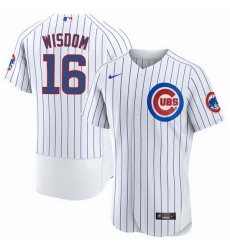 Men's Chicago Cubs #16 Patrick Wisdom White Flex Base Stitched Jersey