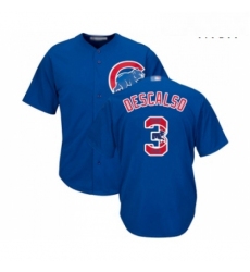 Mens Chicago Cubs 3 Daniel Descalso Authentic Royal Blue Team Logo Fashion Cool Base Baseball Jersey 