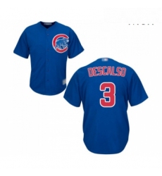 Mens Chicago Cubs 3 Daniel Descalso Replica Royal Blue Alternate Cool Base Baseball Jersey 