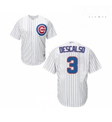 Mens Chicago Cubs 3 Daniel Descalso Replica White Home Cool Base Baseball Jersey 
