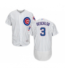 Mens Chicago Cubs 3 Daniel Descalso White Home Flex Base Authentic Collection Baseball Jersey