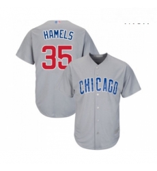 Mens Chicago Cubs 35 Cole Hamels Replica Grey Road Cool Base Baseball Jersey 