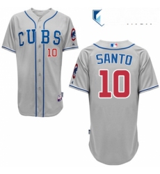 Mens Majestic Chicago Cubs 10 Ron Santo Authentic Grey Alternate Road Cool Base MLB Jersey