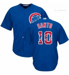 Mens Majestic Chicago Cubs 10 Ron Santo Authentic Royal Blue Team Logo Fashion Cool Base MLB Jersey