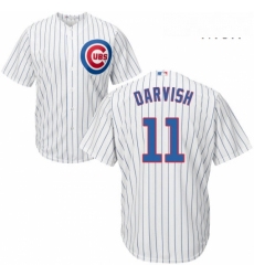 Mens Majestic Chicago Cubs 11 Yu Darvish Replica White Home Cool Base MLB Jersey 