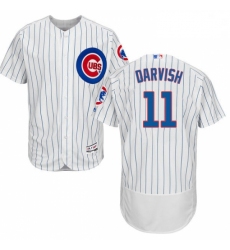 Mens Majestic Chicago Cubs 11 Yu Darvish White Home Flex Base Authentic Collection MLB Jersey
