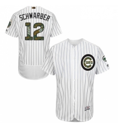 Mens Majestic Chicago Cubs 12 Kyle Schwarber Authentic White 2016 Memorial Day Fashion Flex Base MLB Jersey