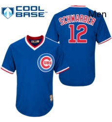 Mens Majestic Chicago Cubs 12 Kyle Schwarber Replica Royal Blue Cooperstown MLB Jersey