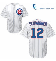 Mens Majestic Chicago Cubs 12 Kyle Schwarber Replica White Home Cool Base MLB Jersey