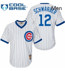 Mens Majestic Chicago Cubs 12 Kyle Schwarber Replica White Home Cooperstown MLB Jersey