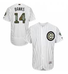 Mens Majestic Chicago Cubs 14 Ernie Banks Authentic White 2016 Memorial Day Fashion Flex Base MLB Jersey