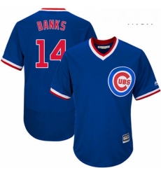 Mens Majestic Chicago Cubs 14 Ernie Banks Replica Royal Blue Cooperstown Cool Base MLB Jersey