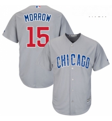 Mens Majestic Chicago Cubs 15 Brandon Morrow Replica Grey Road Cool Base MLB Jersey 