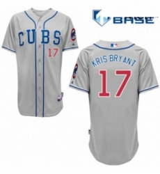 Mens Majestic Chicago Cubs 17 Kris Bryant Authentic Grey Alternate Road Cool Base MLB Jersey