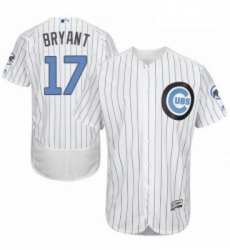 Mens Majestic Chicago Cubs 17 Kris Bryant Authentic White 2016 Fathers Day Fashion Flex Base MLB Jersey