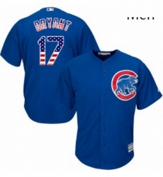 Mens Majestic Chicago Cubs 17 Kris Bryant Replica Royal Blue USA Flag Fashion MLB Jersey