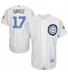 Mens Majestic Chicago Cubs 17 Mark Grace Authentic White 2016 Fathers Day Fashion Flex Base MLB Jersey