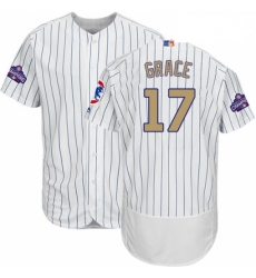 Mens Majestic Chicago Cubs 17 Mark Grace Authentic White 2017 Gold Program Flex Base MLB Jersey
