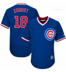 Mens Majestic Chicago Cubs 18 Ben Zobrist Replica Royal Blue Cooperstown Cool Base MLB Jersey