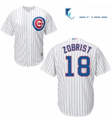 Mens Majestic Chicago Cubs 18 Ben Zobrist Replica White Home Cool Base MLB Jersey