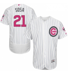 Mens Majestic Chicago Cubs 21 Sammy Sosa Authentic White 2016 Mothers Day Fashion Flex Base MLB Jersey