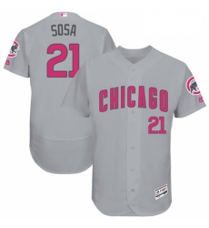 Mens Majestic Chicago Cubs 21 Sammy Sosa Grey Mothers Day Flexbase Authentic Collection MLB Jersey