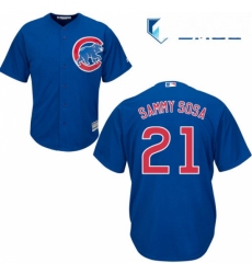 Mens Majestic Chicago Cubs 21 Sammy Sosa Replica Royal Blue Alternate Cool Base MLB Jersey