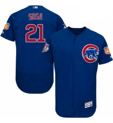 Mens Majestic Chicago Cubs 21 Sammy Sosa Royal Blue Alternate Flex Base Authentic Collection MLB Jersey