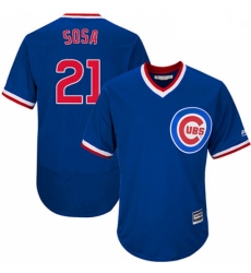 Mens Majestic Chicago Cubs 21 Sammy Sosa Royal Blue Flexbase Authentic Collection Cooperstown MLB Jersey