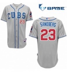 Mens Majestic Chicago Cubs 23 Ryne Sandberg Authentic Grey Alternate Road Cool Base MLB Jersey