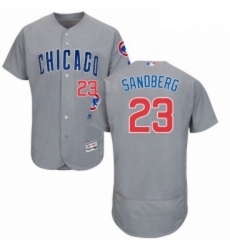 Mens Majestic Chicago Cubs 23 Ryne Sandberg Grey Road Flex Base Authentic Collection MLB Jersey