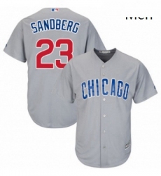 Mens Majestic Chicago Cubs 23 Ryne Sandberg Replica Grey Road Cool Base MLB Jersey
