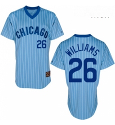 Mens Majestic Chicago Cubs 26 Billy Williams Replica BlueWhite Strip Cooperstown Throwback MLB Jersey