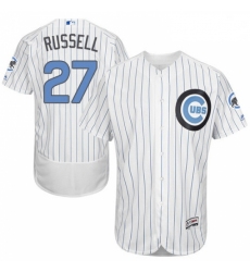 Mens Majestic Chicago Cubs 27 Addison Russell Authentic White 2016 Fathers Day Fashion Flex Base MLB Jersey