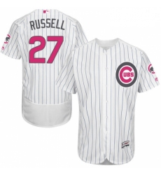Mens Majestic Chicago Cubs 27 Addison Russell Authentic White 2016 Mothers Day Fashion Flex Base MLB Jersey