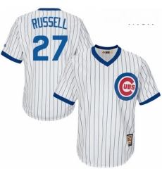 Mens Majestic Chicago Cubs 27 Addison Russell Authentic White Home Cooperstown MLB Jersey