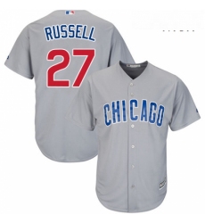 Mens Majestic Chicago Cubs 27 Addison Russell Replica Grey Road Cool Base MLB Jersey