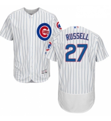 Mens Majestic Chicago Cubs 27 Addison Russell White Home Flex Base Authentic Collection MLB Jersey