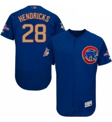 Mens Majestic Chicago Cubs 28 Kyle Hendricks Royal Blue 2017 Gold Champion Flexbase Authentic Collection MLB Jersey
