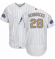 Mens Majestic Chicago Cubs 28 Kyle Hendricks White 2017 Gold Program Flexbase Authentic Collection MLB Jersey