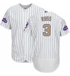 Mens Majestic Chicago Cubs 3 David Ross White 2017 Gold Program Flexbase Authentic Collection MLB Jersey