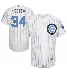 Mens Majestic Chicago Cubs 34 Jon Lester Authentic White 2016 Fathers Day Fashion Flex Base MLB Jersey