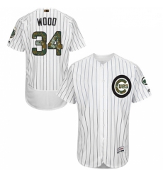 Mens Majestic Chicago Cubs 34 Kerry Wood Authentic White 2016 Memorial Day Fashion Flex Base MLB Jersey