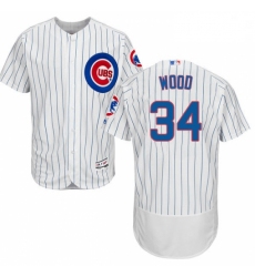 Mens Majestic Chicago Cubs 34 Kerry Wood White Home Flex Base Authentic Collection MLB Jersey