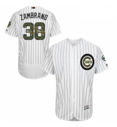 Mens Majestic Chicago Cubs 38 Carlos Zambrano Authentic White 2016 Memorial Day Fashion Flex Base MLB Jersey