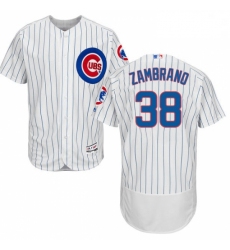 Mens Majestic Chicago Cubs 38 Carlos Zambrano White Home Flex Base Authentic Collection MLB Jersey