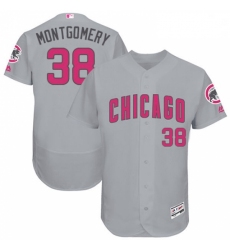 Mens Majestic Chicago Cubs 38 Mike Montgomery Grey Mothers Day Flexbase Authentic Collection MLB Jersey