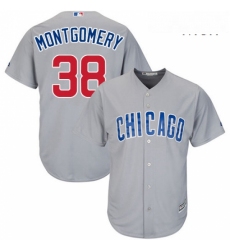 Mens Majestic Chicago Cubs 38 Mike Montgomery Replica Grey Road Cool Base MLB Jersey